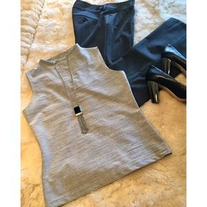 Mock neck light silvery-grey stretchy shell